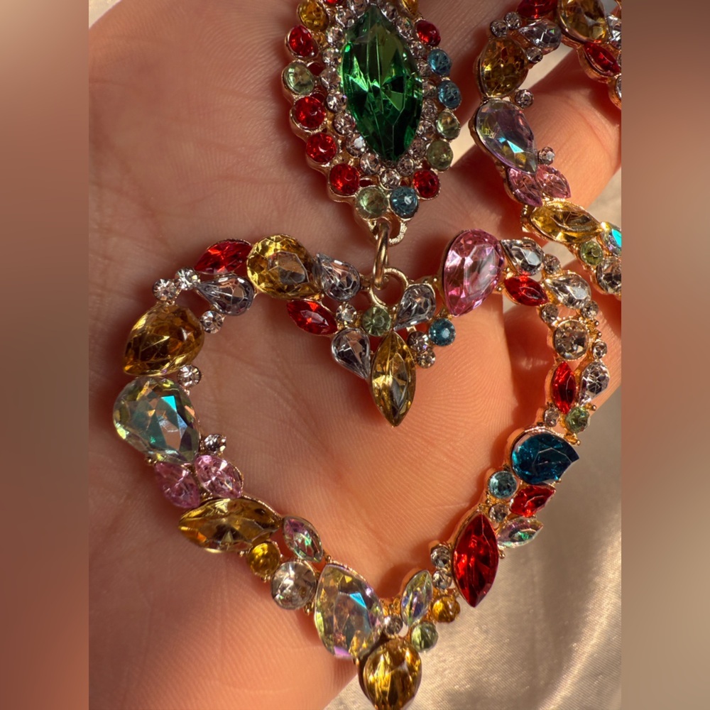 Multicolor Gemstone Statement Earrings - image 8